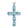 Lex & Lu Sterling Silver w/Rhodium Light Swiss Blue Topaz Cross Pendant - Lex & Lu