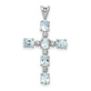 Lex & Lu Sterling Silver w/Rhodium Diamond & Aquamarine Cross Pendant - Lex & Lu