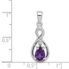 Lex & Lu Sterling Silver w/Rhodium Diamond & Amethyst Teardrop Pendant LAL115024 - 3 - Lex & Lu