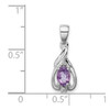 Lex & Lu Sterling Silver w/Rhodium Diamond & Amethyst Oval Pendant LAL115058 - 4 - Lex & Lu