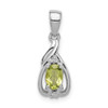 Lex & Lu Sterling Silver w/Rhodium Diamond & Peridot Oval Pendant LAL115063 - Lex & Lu