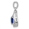 Lex & Lu Sterling Silver w/Rhodium Diamond & Sapphire Oval Pendant LAL115064 - 2 - Lex & Lu