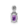 Lex & Lu Sterling Silver w/Rhodium Diamond & Amethyst Oval Pendant LAL115068 - 4 - Lex & Lu