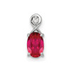 Lex & Lu Sterling Silver w/Rhodium Diamond & Ruby Oval Pendant LAL115073 - Lex & Lu