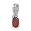 Lex & Lu Sterling Silver w/Rhodium Diamond Garnet Oval Pendant LAL115077 - Lex & Lu