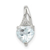 Lex & Lu Sterling Silver w/Rhodium Diamond & Aquamarine Heart Pendant - Lex & Lu