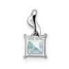 Lex & Lu Sterling Silver w/Rhodium Diamond & Aquamarine Square Pendant LAL115091 - 4 - Lex & Lu