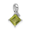 Lex & Lu Sterling Silver w/Rhodium Diamond & Peridot Square Pendant LAL115101 - Lex & Lu