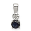 Lex & Lu Sterling Silver w/Rhodium Diamond & Sapphire Round Pendant - Lex & Lu