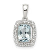 Lex & Lu Sterling Silver w/Rhodium White Topaz & Aquamarine Pendant LAL115109 - Lex & Lu