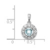 Lex & Lu Sterling Silver w/Rhodium White Topaz & Aquamarine Pendant LAL115123 - 4 - Lex & Lu