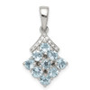 Lex & Lu Sterling Silver w/Rhodium Diamond & Aquamarine Pendant - Lex & Lu