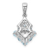 Lex & Lu Sterling Silver w/Rhodium Diamond & Aquamarine Pendant - 3 - Lex & Lu