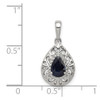 Lex & Lu Sterling Silver w/Rhodium Sapphire Teardrop Pendant - 3 - Lex & Lu