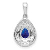 Lex & Lu Sterling Silver w/Rhodium Sapphire Teardrop Pendant - 4 - Lex & Lu