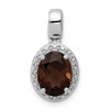 Lex & Lu Sterling Silver w/Smoky Quartz Oval Pendant - Lex & Lu