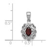 Lex & Lu Sterling Silver w/Rhodium Diamond & Garnet Oval Pendant LAL115170 - 3 - Lex & Lu