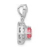 Lex & Lu Sterling Silver Pink Tourmaline Square Pendant - 2 - Lex & Lu