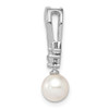 Lex & Lu Sterling Silver FW Cultured Pearl Diamond Pendant LAL115237 - 2 - Lex & Lu