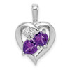 Lex & Lu Sterling Silver Amethyst Diamond Pendant LAL115284 - Lex & Lu