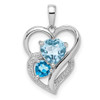 Lex & Lu Sterling Silver w/Rhodium Diamond & Sky Blue Topaz Pendant LAL115324 - Lex & Lu