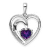 Lex & Lu Sterling Silver w/Rhodium Diamond & Amethyst Heart Pendant LAL115325 - 4 - Lex & Lu