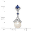 Lex & Lu Sterling Silver Rhod Plated Diamond Created Sapphire FWC Pearl Pendant - 3 - Lex & Lu