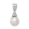 Lex & Lu Sterling Silver Rhod Plated Diamond & FWC Pearl Pendant LAL115337 - Lex & Lu