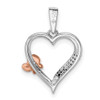 Lex & Lu Sterling Silver/Rhodium/14k Rose Gold Butterfly Diamond Heart Pendant - 3 - Lex & Lu