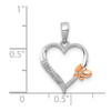 Lex & Lu Sterling Silver/Rhodium/14k Rose Gold Butterfly Diamond Heart Pendant - 4 - Lex & Lu