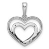 Lex & Lu Sterling Silver w/Rhodium Diamond Double Heart Pendant LAL115357 - 4 - Lex & Lu