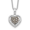 Lex & Lu Sterling Silver Champagne Diamond Heart Pendant - Lex & Lu