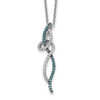 Lex & Lu Sterling Silver Fancy Swirl Design White & Blue Diamond Pendant - Lex & Lu