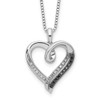 Lex & Lu Sterling Silver Black & White Diamond Heart Pendant - Lex & Lu