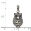 Lex & Lu Sterling Silver Marcasite & Black Agate Owl Pendant - 3 - Lex & Lu