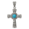 Lex & Lu Sterling Silver Antiqued Recon Turquoise Cross Pendant - Lex & Lu