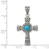 Lex & Lu Sterling Silver Antiqued Recon Turquoise Cross Pendant - 4 - Lex & Lu