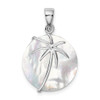 Lex & Lu Sterling Silver w/Rhodium Polished MOP Palm Tree Round Pendant - Lex & Lu