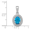 Lex & Lu Sterling Silver w/Rhodium w/Blue & White CZ Oval Pendant - 3 - Lex & Lu