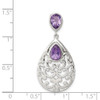 Lex & Lu Sterling Silver Polished w/Amethyst Pendant - 3 - Lex & Lu