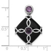 Lex & Lu Sterling Silver w/Rhodium w/Black Agate & Amethyst Pendant - 3 - Lex & Lu