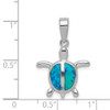 Lex & Lu Sterling Silver w/Rhodium Created Blue Opal Turtle Pendant - 3 - Lex & Lu
