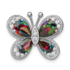Lex & Lu Sterling Silver Polished Dark Mystic CZ Butterfly Pendant - Lex & Lu