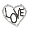 Lex & Lu Sterling Silver Polished Black & White CZ Love in Heart Chain Slide - Lex & Lu