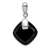 Lex & Lu Sterling Silver w/Rhodium Black Agate Pendant - Lex & Lu