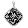 Lex & Lu Sterling Silver w/Rhodium Textured and D/C Onyx Pendant - Lex & Lu