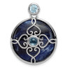 Lex & Lu Sterling Silver w/Rhodium w/Sodalite & Blue Topaz Pendant - Lex & Lu