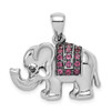 Lex & Lu Sterling Silver Polished Rhodolite Garnet Elephant Pendant - Lex & Lu