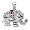 Lex & Lu Sterling Silver Polished Rhodolite Garnet Elephant Pendant - 3 - Lex & Lu