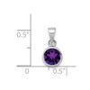 Lex & Lu Sterling Silver w/Rhodium Polished Amethyst Round Pendant - 3 - Lex & Lu